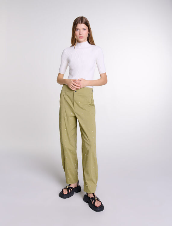 Cotton and silk ribbed top - Sweaters & Cardigans - MAJE