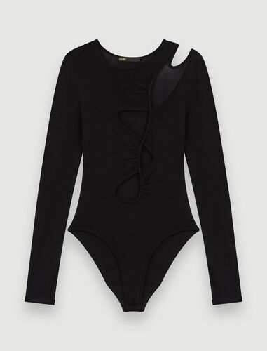 Stretch mesh bodysuit with openings : Evening capsule collection color Black