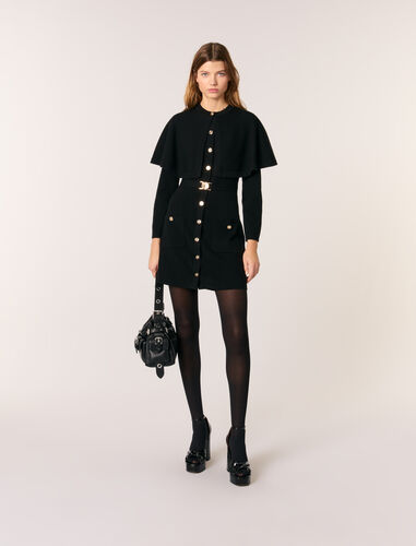 2-in-1 knit dress & removable cape : Dresses color Black