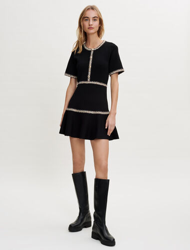 Knit dress with contrasting trim : Dresses color Black