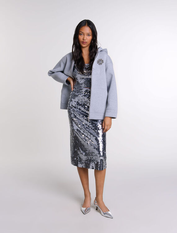 Structured zip-up sweatshirt : Fall-Winter Collection color Light Grey