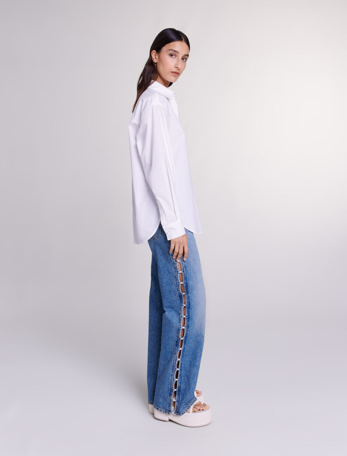 White cotton poplin shirt - 30% Off - MAJE
