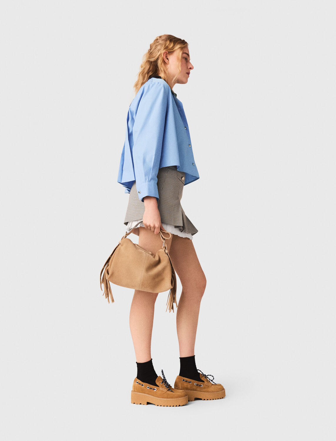 Pleated skirt with poplin details - Skirts & Shorts - MAJE