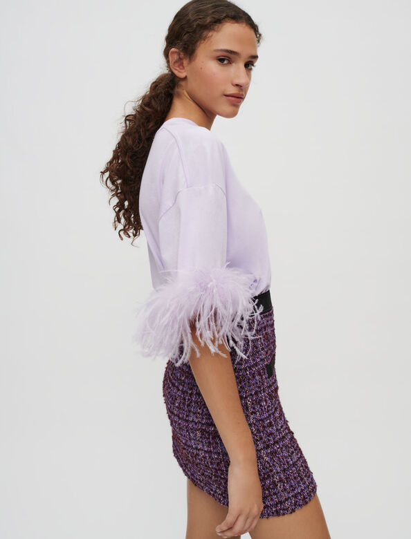 Contrasting purple tweed skirt : Skirts & Shorts color Purple
