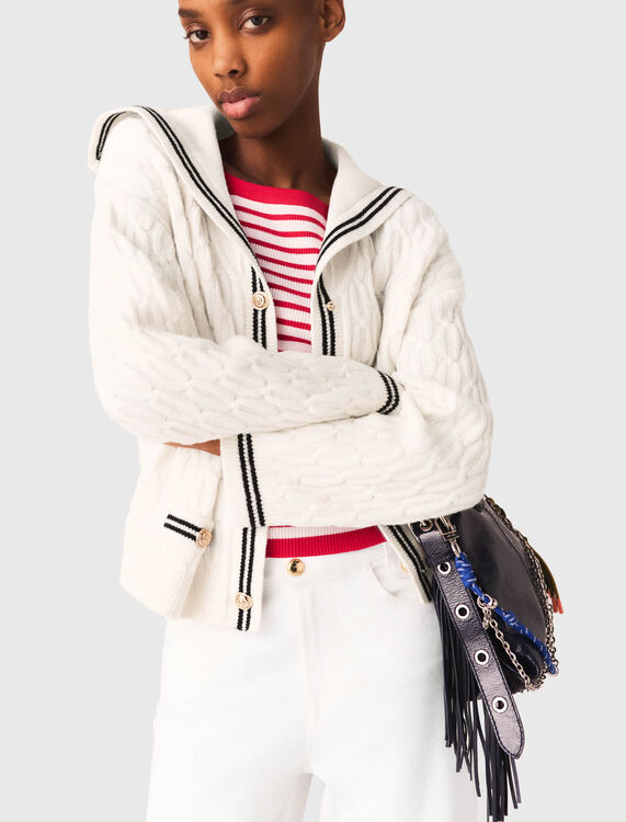 Cable-knit boat neck cardigan - Sweaters & Cardigans - MAJE