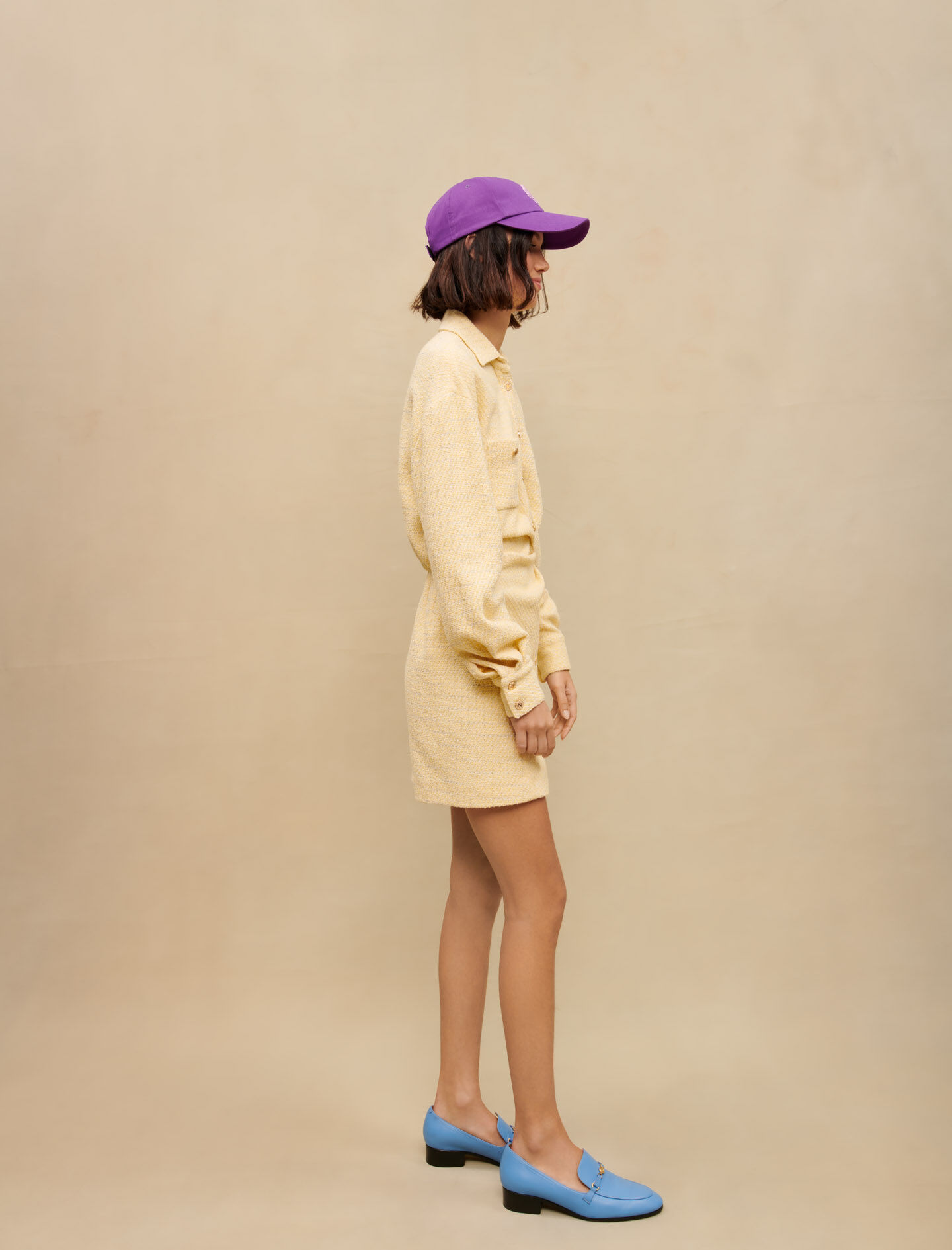Maje yellow tweed dress sales