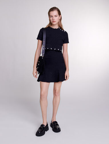 Trompe l'œil knit mini dress : View All color Black