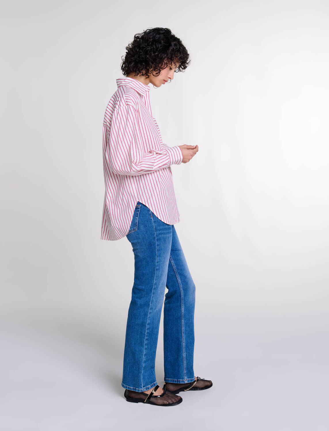 Striped rhinestone shirt - Fall-Winter Collection - MAJE