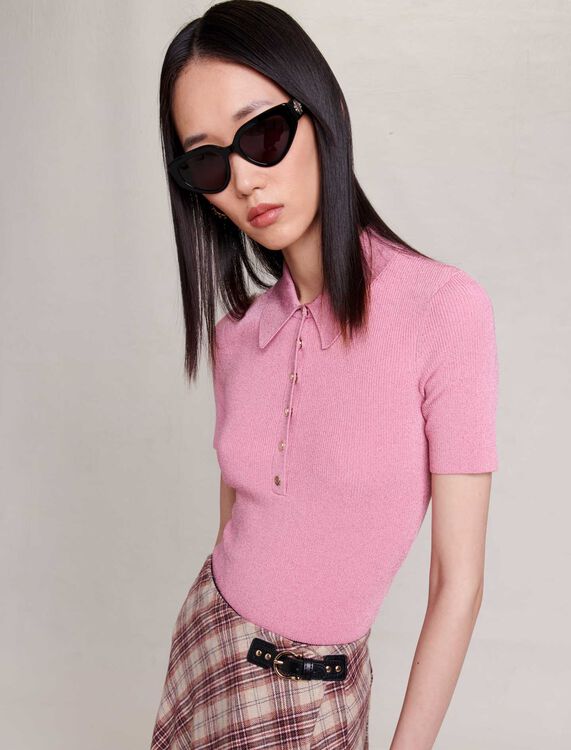 Sparkly knit polo shirt - View All - MAJE