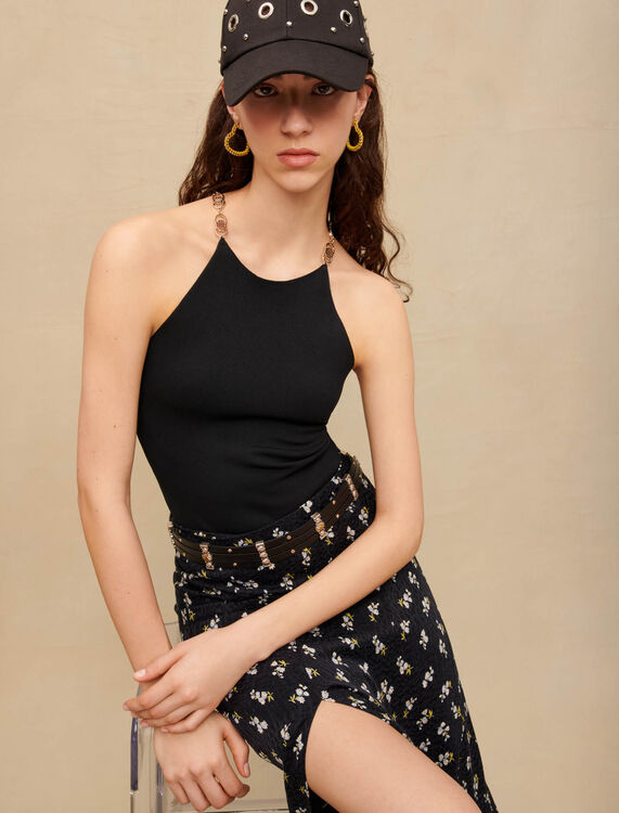 Black halter neck top - Sweaters & Cardigans - MAJE