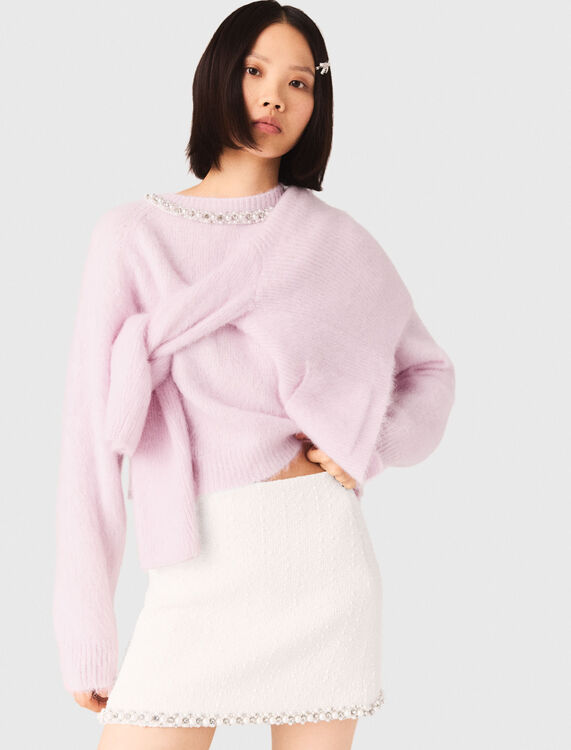 Pearl-trim tweed skirt - Skirts & Shorts - MAJE