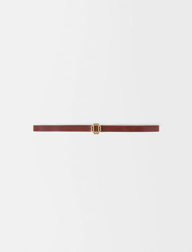 Clover logo leather belt : 30% Off color Caramel