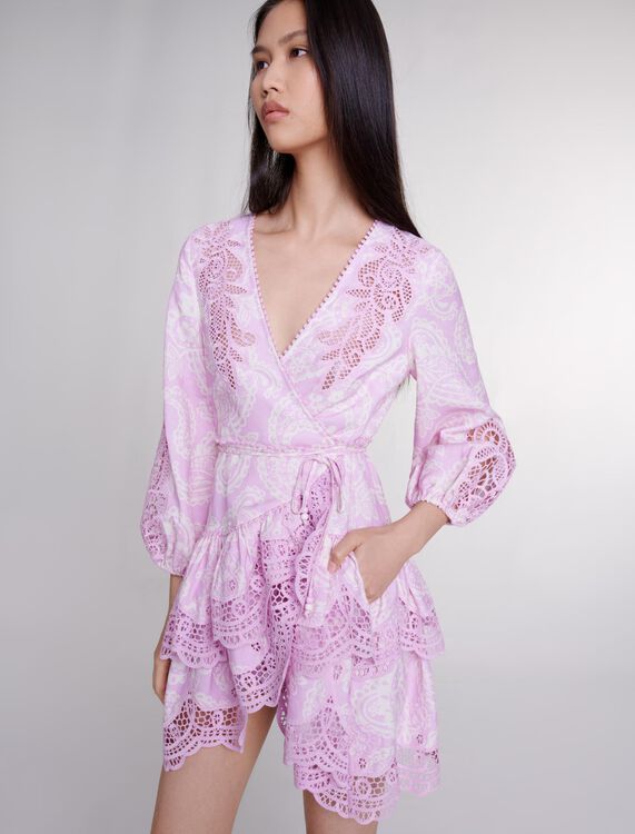 Patterned linen wrap dress - High Summer x Jiayi Li - MAJE