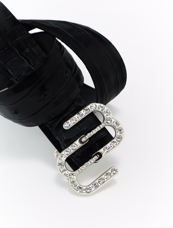 Double M crocodile-effect leather belt - Other Accessories - MAJE