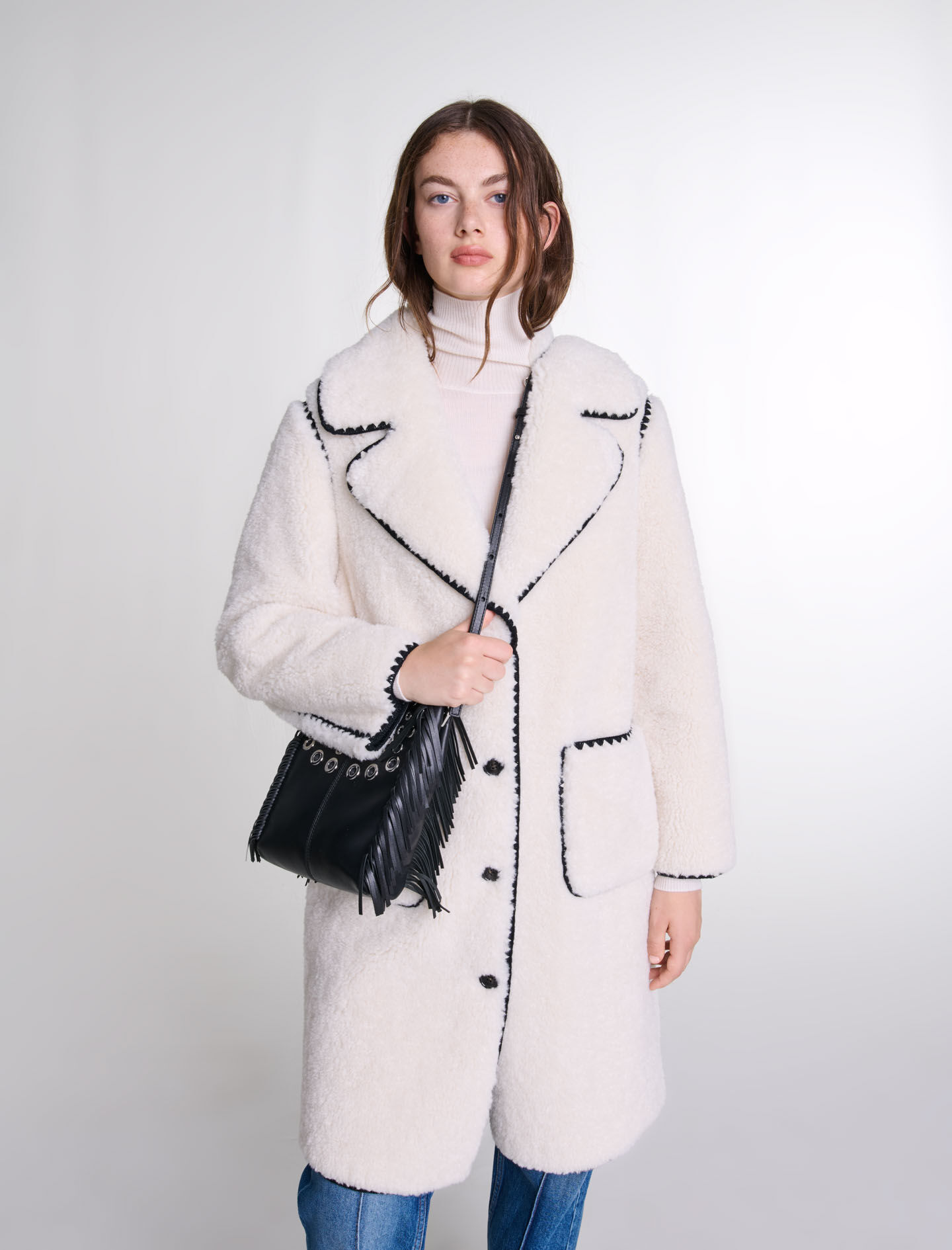Mid length fleece coat clearance