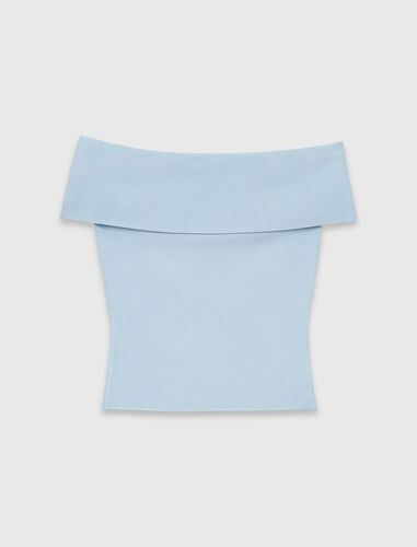 Bardot rib knit top : Tops color Blue Sky