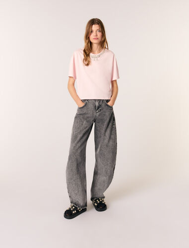 T-shirt with jewellery neck : T-Shirts color Pink