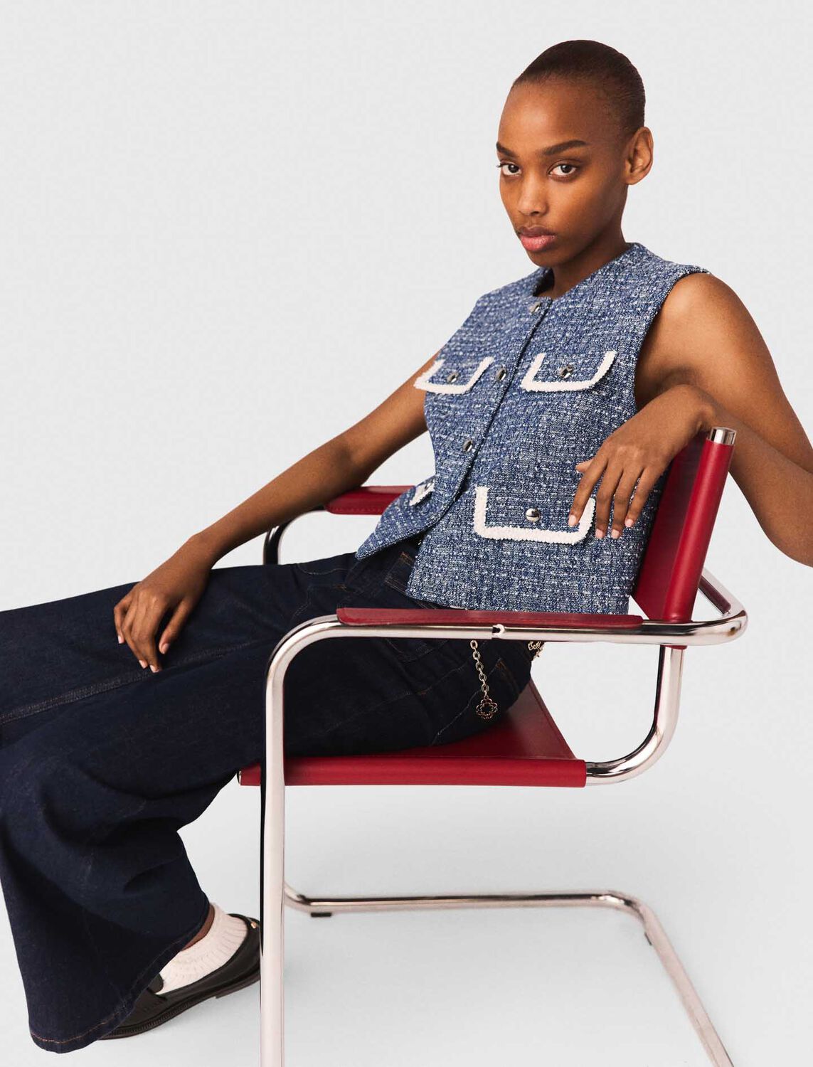 Tweed jacket : Tops color Blue