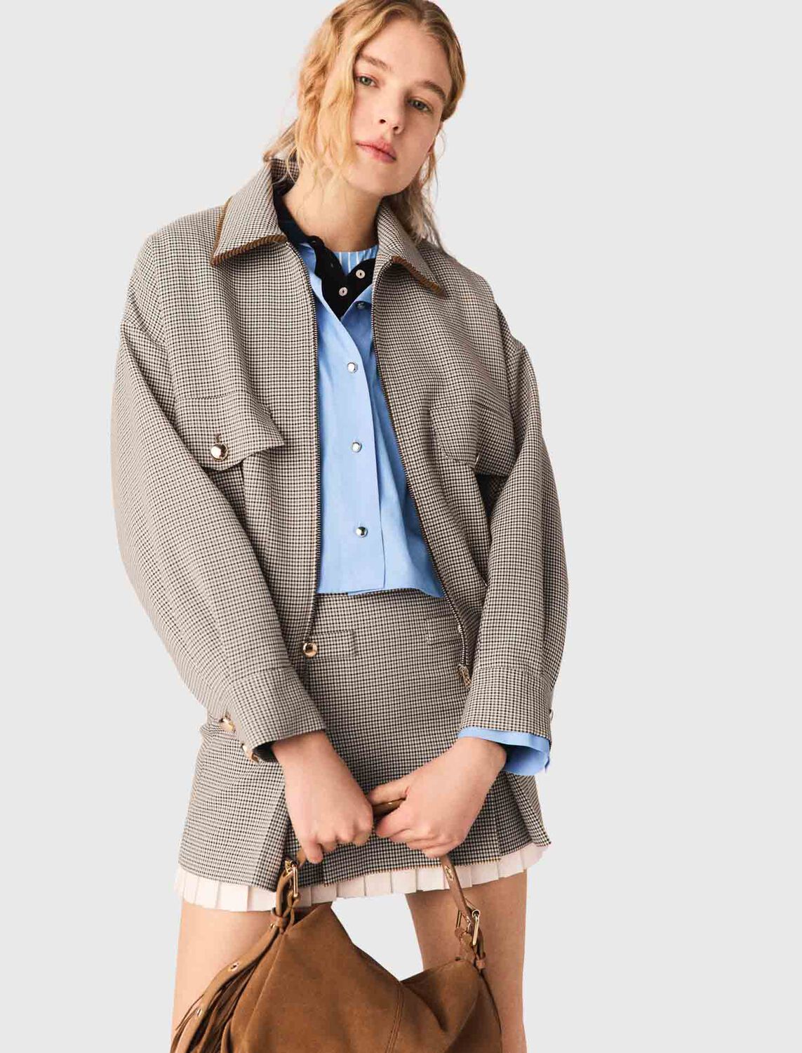 Checked bomber jacket : Blazers & Jackets color Brown checks