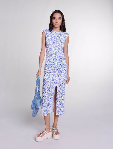 Patterned maxi dress : View All color small blue flower print