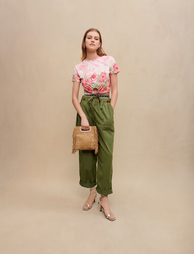 Floral T-shirt : T-Shirts color Pink/Green Hibiscus