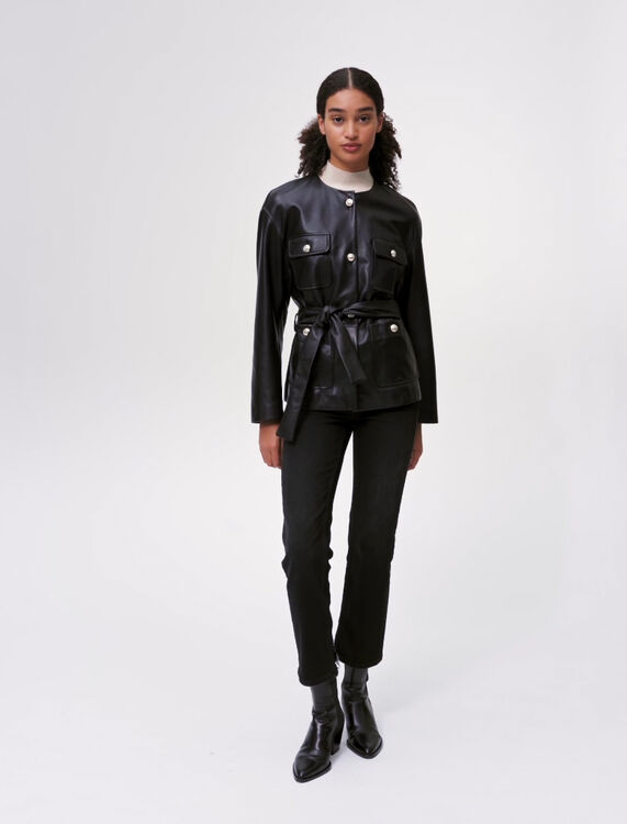 4-pocket leather jacket - Coats & Jackets - MAJE