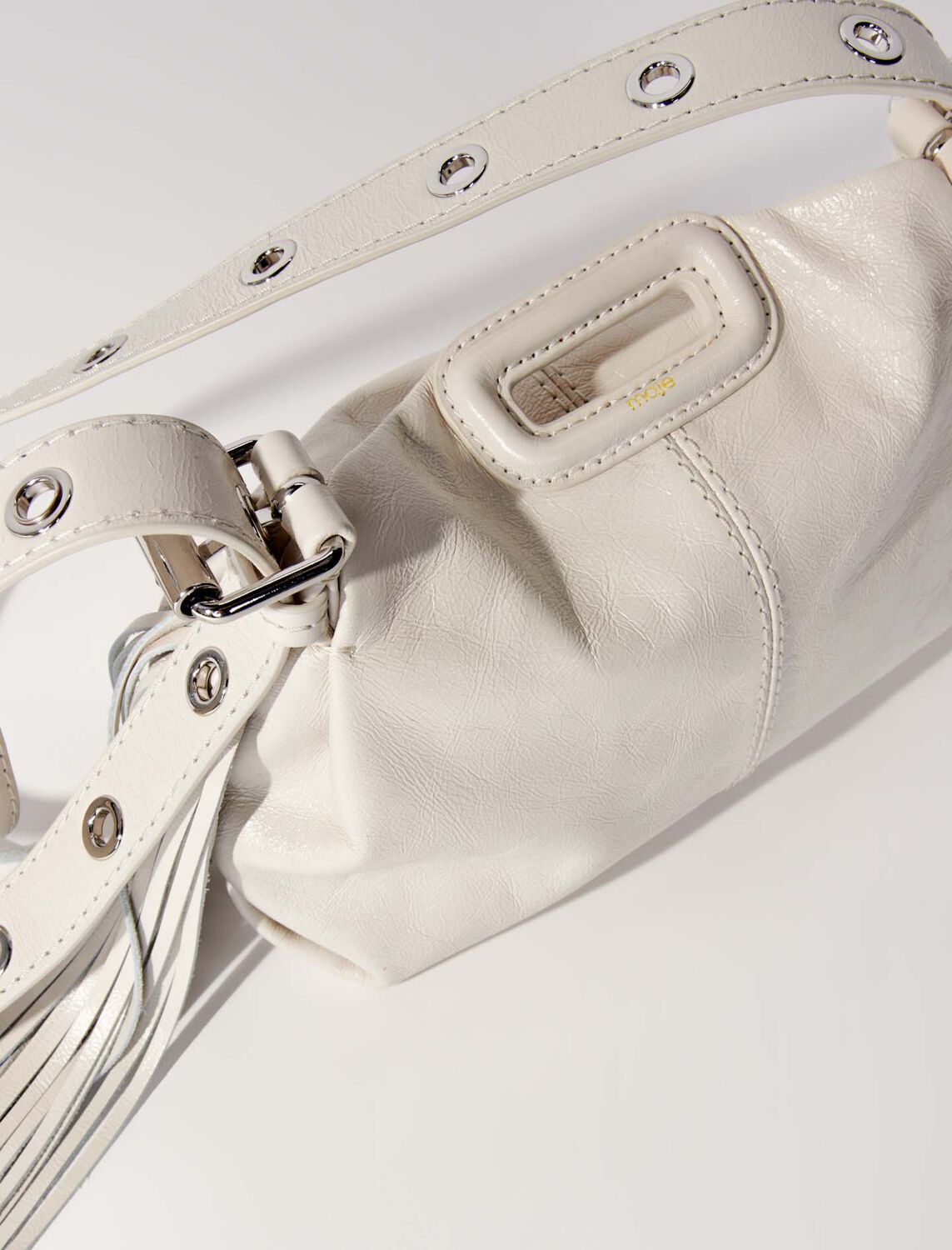 Crackle leather mini Miss M bag : Bags color White