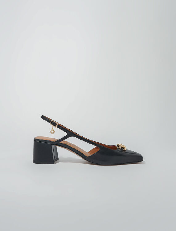 Square-toe leather pumps - Sling-Back & Sandals - MAJE