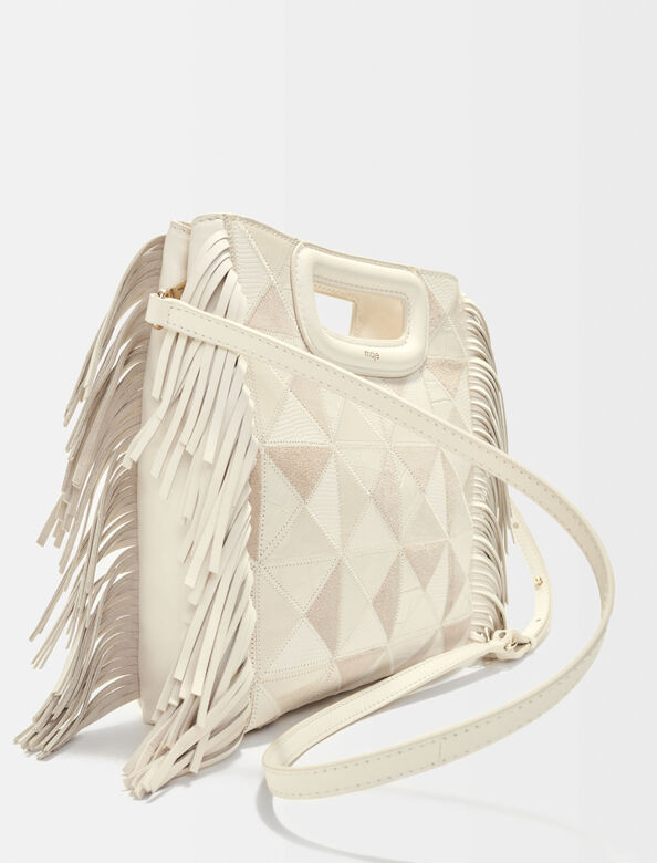 Leather M bag with patches : M Bag color Ecru