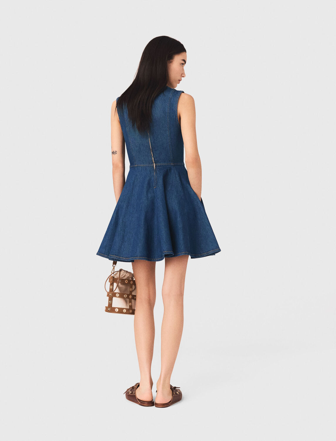 Short flared denim dress - Dresses - MAJE