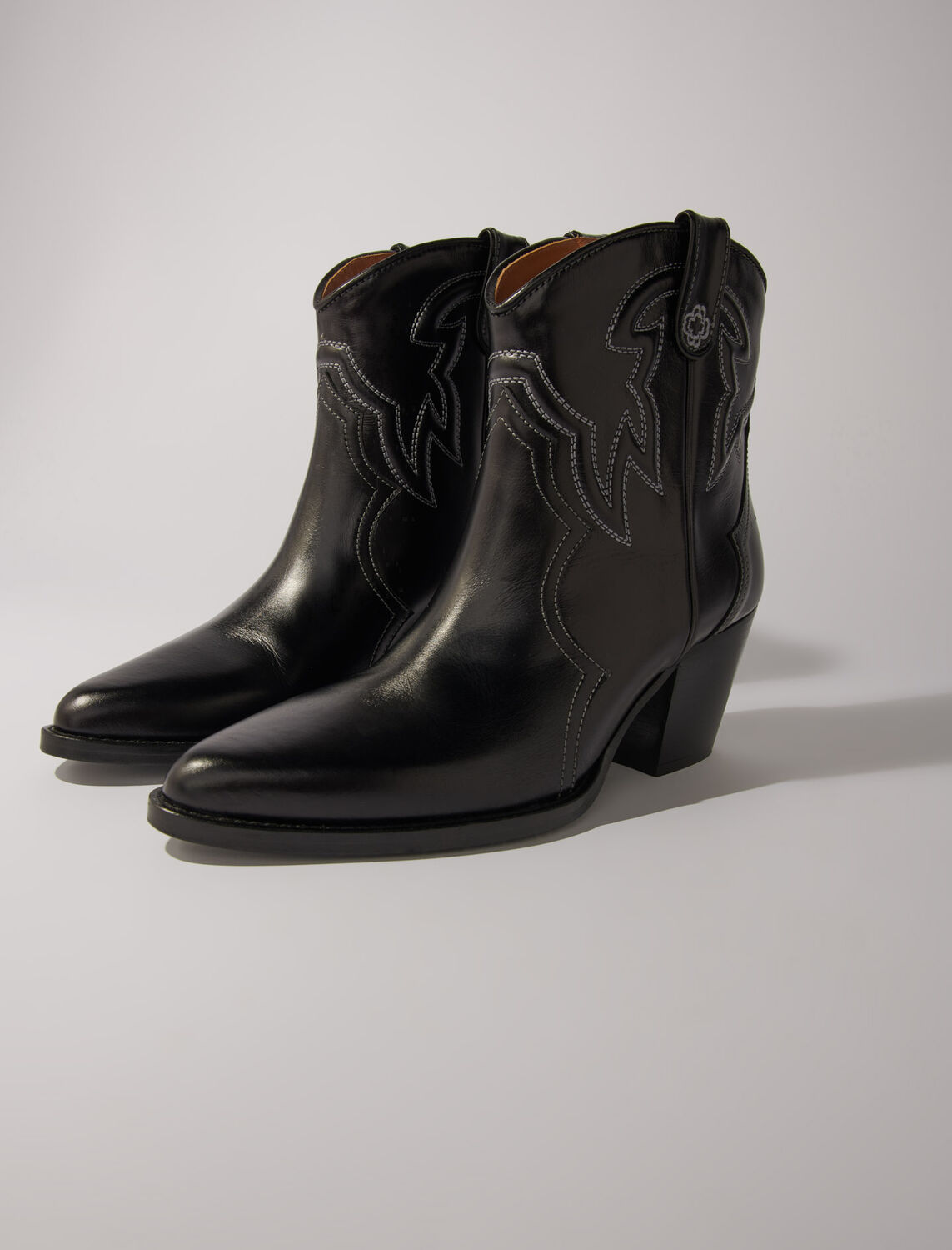 Leather cowboy ankle boots - Fall-Winter Collection - MAJE