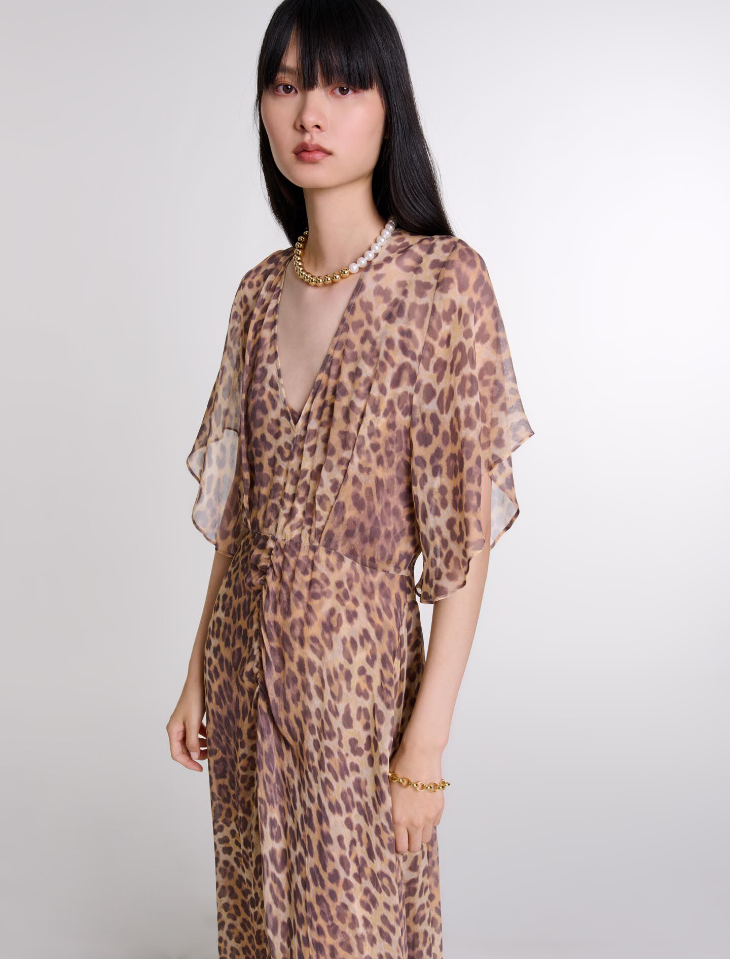 124REOPARD Leopard print maxi dress Dresses Maje