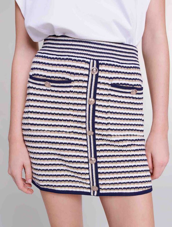 Knit mini skirt : View All color Navy / Gold