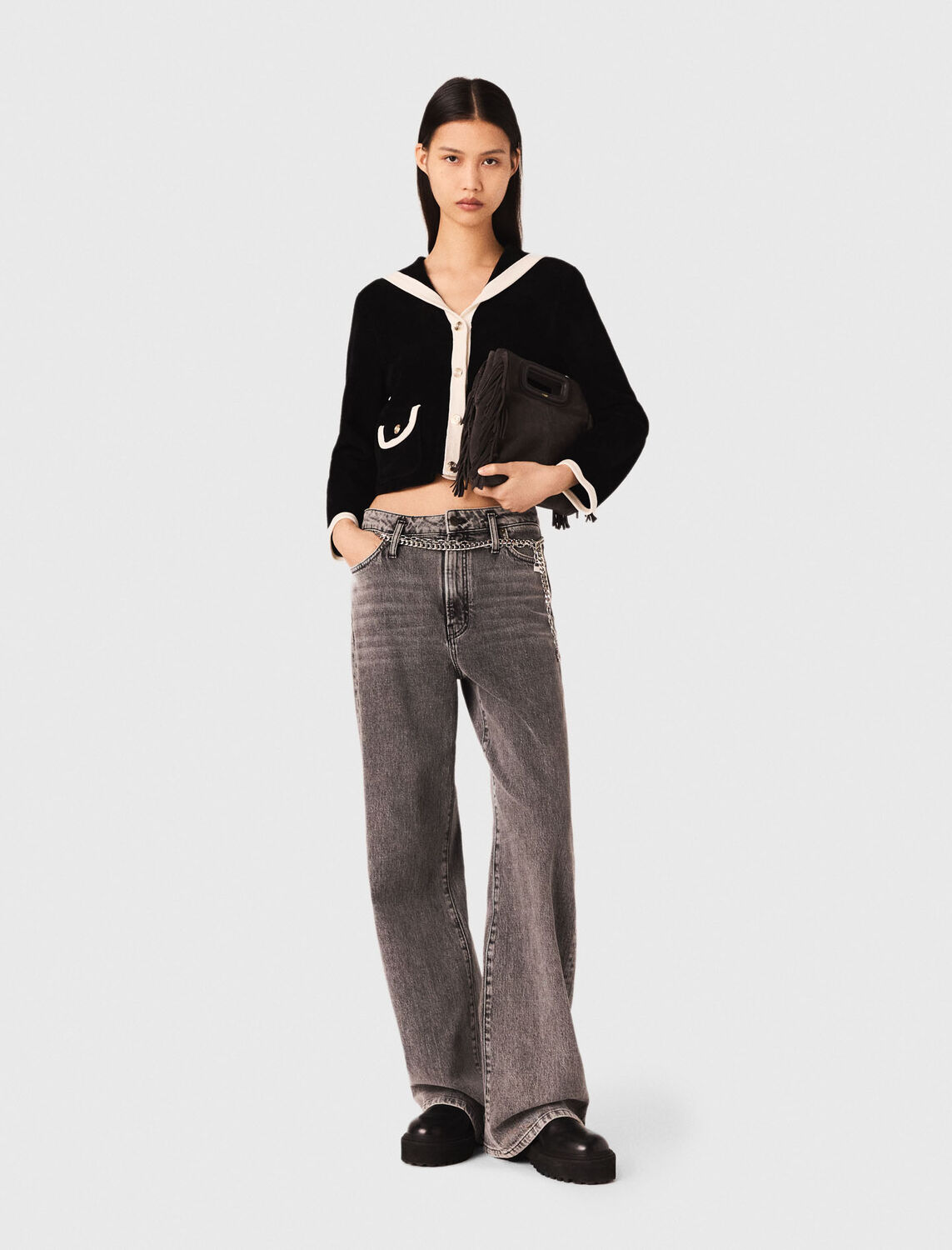 Velvet-effect cardigan - Sweaters & Cardigans - MAJE