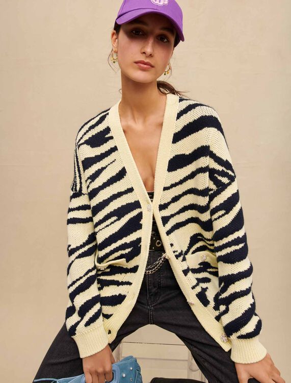 Yellow printed oversized cardigan - Sweaters & Cardigans - MAJE