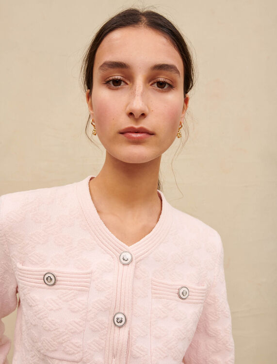 Pink textured knit cardigan - Cardigans & Sweaters - MAJE