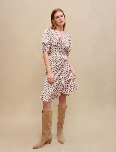Palm-tree print dress : Dresses color Pink mini palm tree
