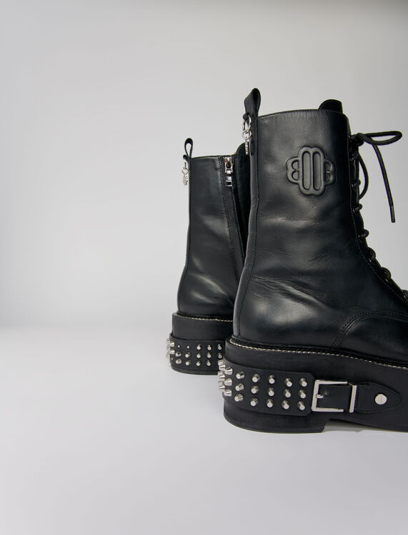 Combat boots with punk details - Booties & Boots - MAJE