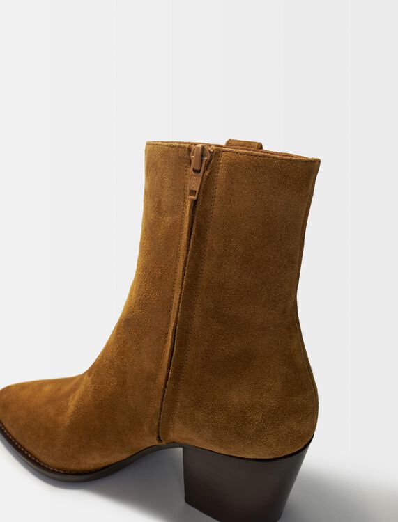 Camel suede boots - Booties & Boots - MAJE