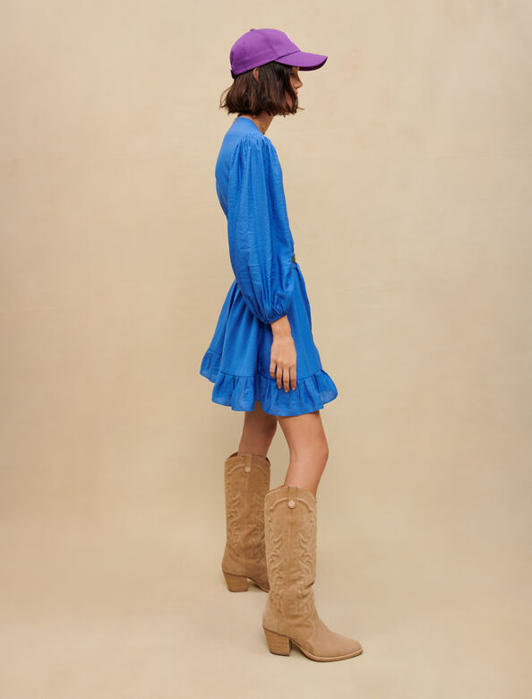 Short ruffled dress : Dresses color Blue