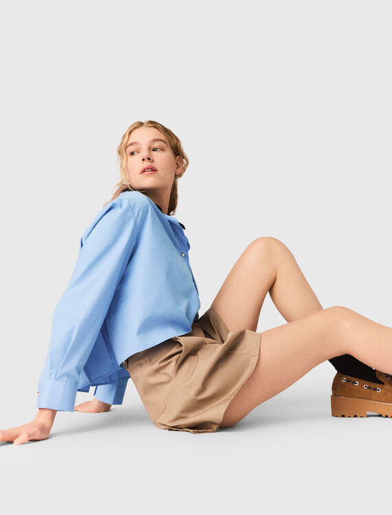 Pleated cotton shorts - Skirts & Shorts - MAJE