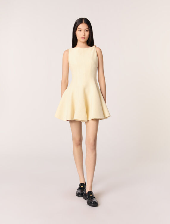 Short tweed dress : Dresses color Yellow