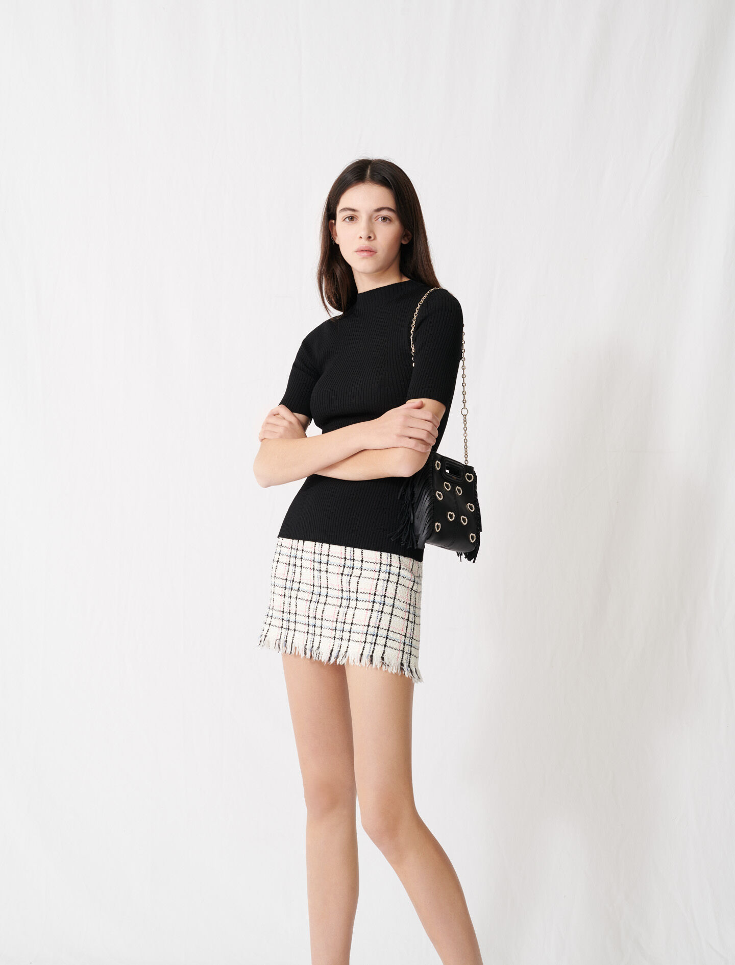 black ribbed polo neck jumper
