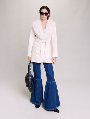 Belted short coat : Coats color Ecru