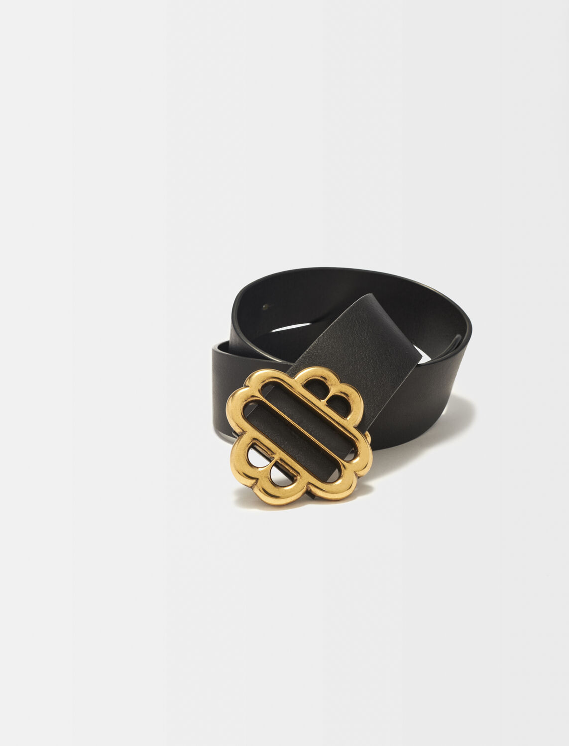 Leather belt with Clover logo - Spring-Summer 25 Collection - MAJE