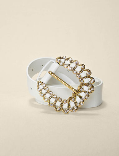 Belt with diamanté buckle : Belts color Black