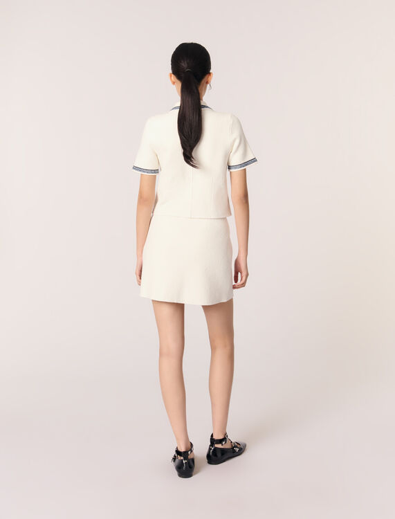 Cropped contrasting trim cardigan - Sweaters & Cardigans - MAJE