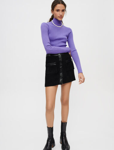 Velvet and vinyl tweed skirt : Skirts & Shorts color Black