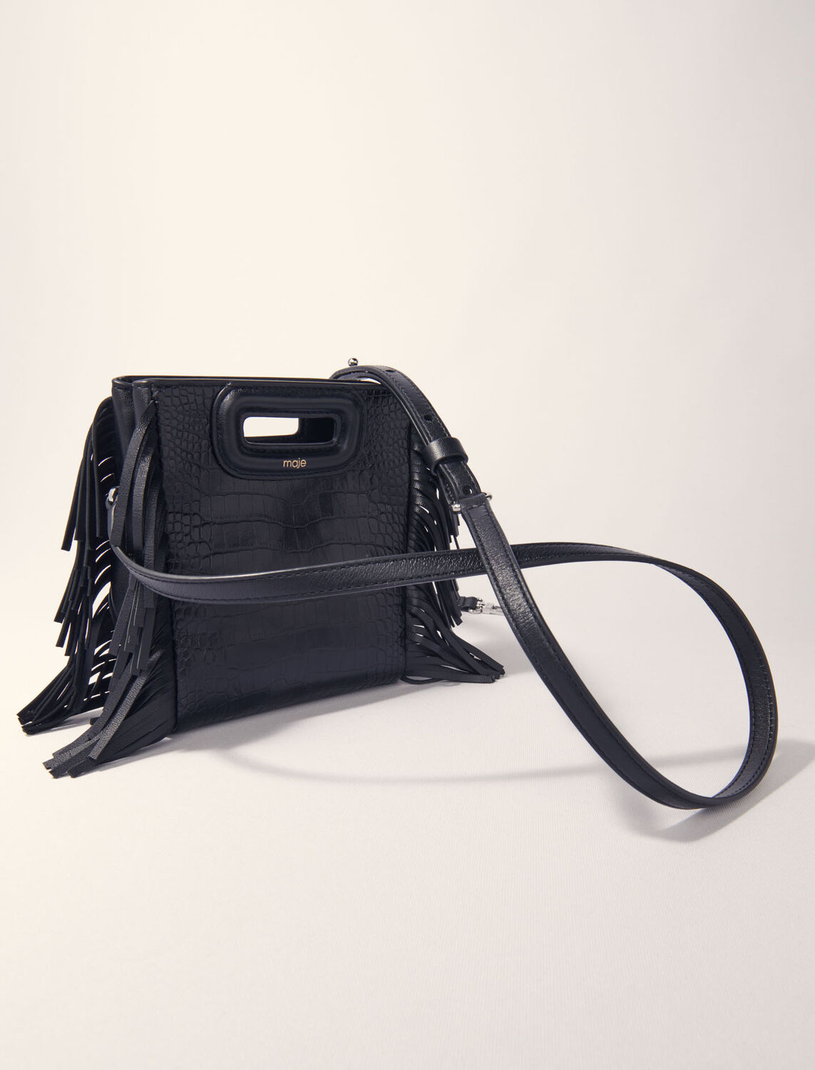 Mini embossed-leather M bag with chain - M Bag - MAJE