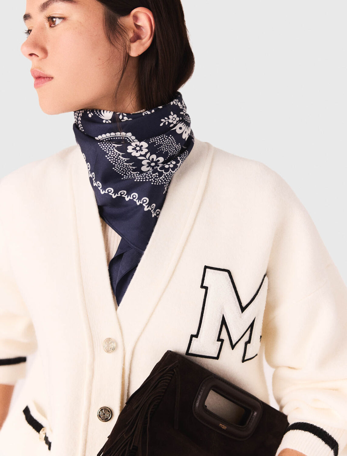 Long cardigan with embroidery : Sweaters & Cardigans color Ecru